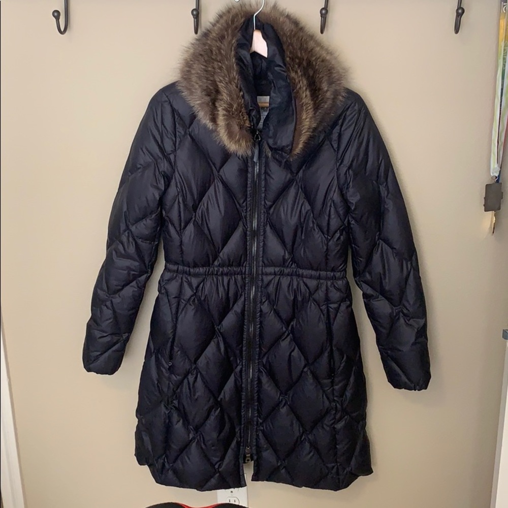 Coach down jacket with removable real fur collar